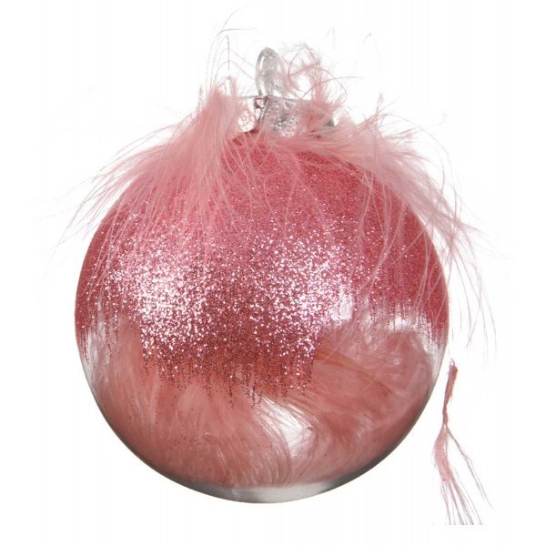 Χριστουγεννιάτικη Μπάλα Ροζ με Φτερά (8cm)